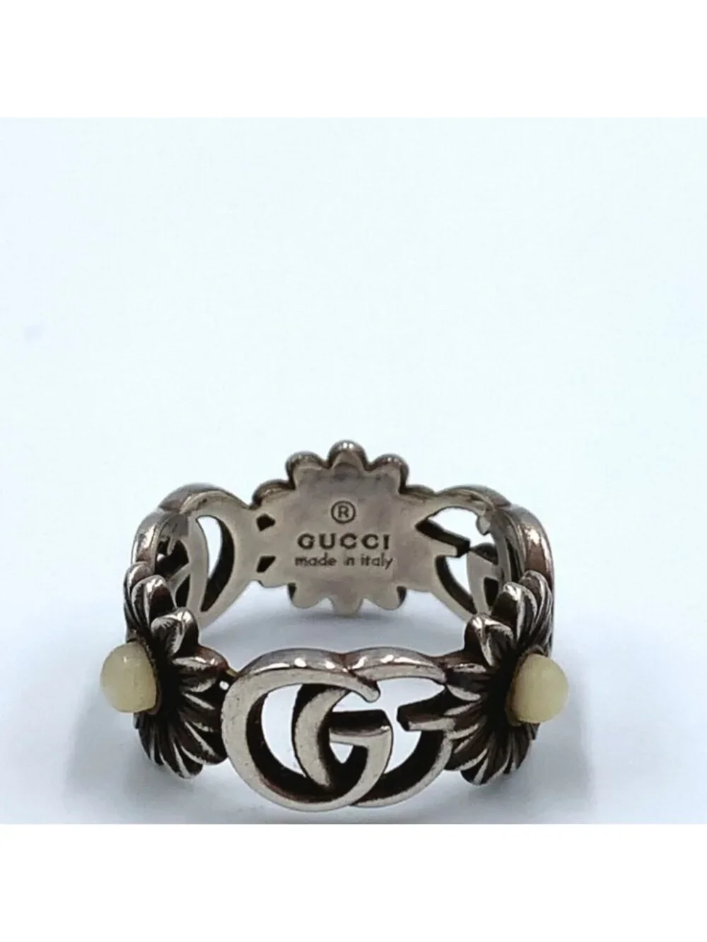 Gucci Double G Flower 925 Sterling Silver Ring